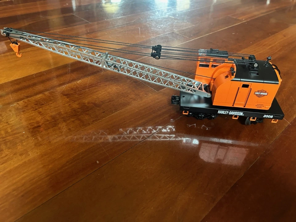 HARLEY DAVIDSON WORK CRANE "MANUAL OPERATING BOOM" O GUAGE MTH RAILKING NEW RARE - Image 3 of 4