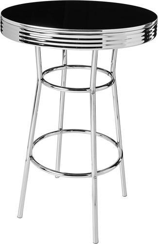 Crown Mark 3905Set Retro 3pc Bar Set w/ 2 stools Black and Chrome - Picture 3 of 6