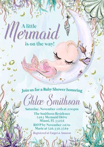 Mermaid Baby Shower Invitations Under The Sea Set Of 12 Invitations