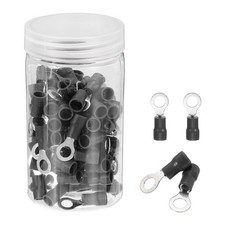 100Pcs Insulated Ring Terminal RVS5.5-6 12-10AWG Battery Connectors, Black