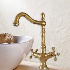 Gold Color Brass Bathroom Kitchen Sink Swivel Spout Faucet Mixer Tap fgf066