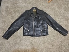 60s 70s Vintage HARLEY DAVIDSON leather jacket black motorcycle Distressed LARGE