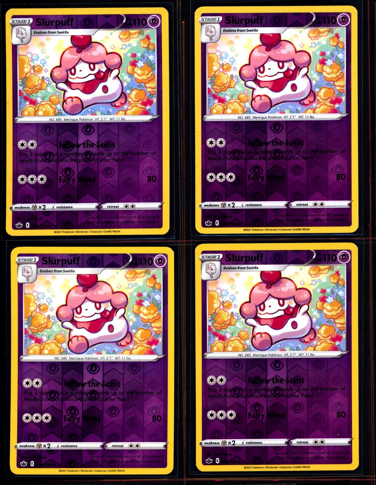 4x Slurpuff 68/198 Reverse Holo Rare NM TCG Pokemon 6767#76