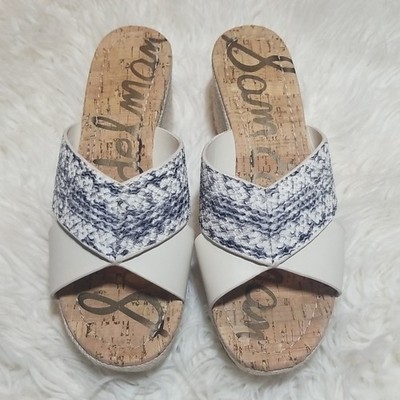NEW! Sam Edelman Rora Slide Wedge Espadrille Ivory Snakeskin Sandals Size 7.5