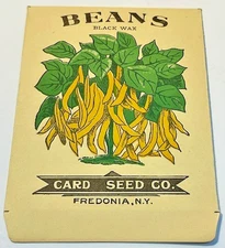 2627.4~ 1930’s Vintage Black Wax Beans Seed ~ Card Seed Co - Fredonia N.Y. NOS!