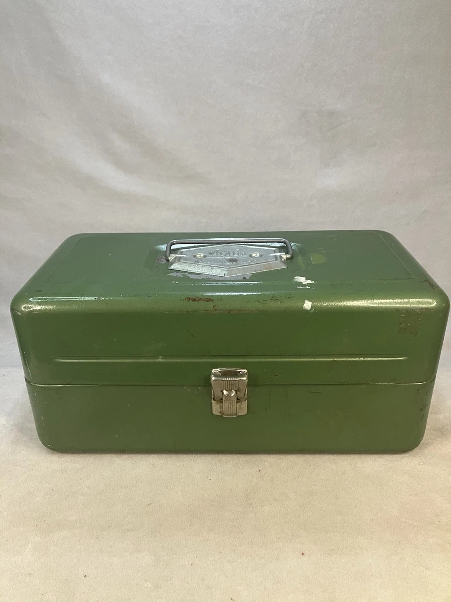Boîte à Pêche Walton Vintage Métal Verte 13.5'' – USA – À Restaurer