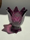 Fenton Glass Tulip Candle Holder Amethyst Reversible Tealight Taper Vintage (1)