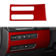 Red Carbon Fiber Headlight Switch Panel Trim For Nissan Rogue X-Trail 21-25