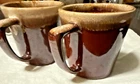 Two McCoy Vintage Pottery Drip Glaze Brown Coffee Mug Tea Cup Style