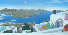 THOMAS McKNIGHT PATMOS PANORAMA (right) HAND SIGNED  Serigraph large COA Greece