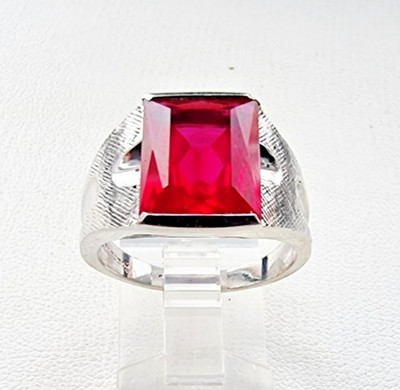 CLASSIC VINTAGE 925 STERLING SILVER PINK RUBY FLORENTINE FINISH RING SIZE 9.25