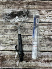 New BBQ Brush Grill Cleaning Stainless Steel Wire Bristle With Meat Thermometer