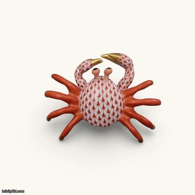 Herend Ghost Crab Porcelain Figurine Hand-Painted Hungary Mini Collectible