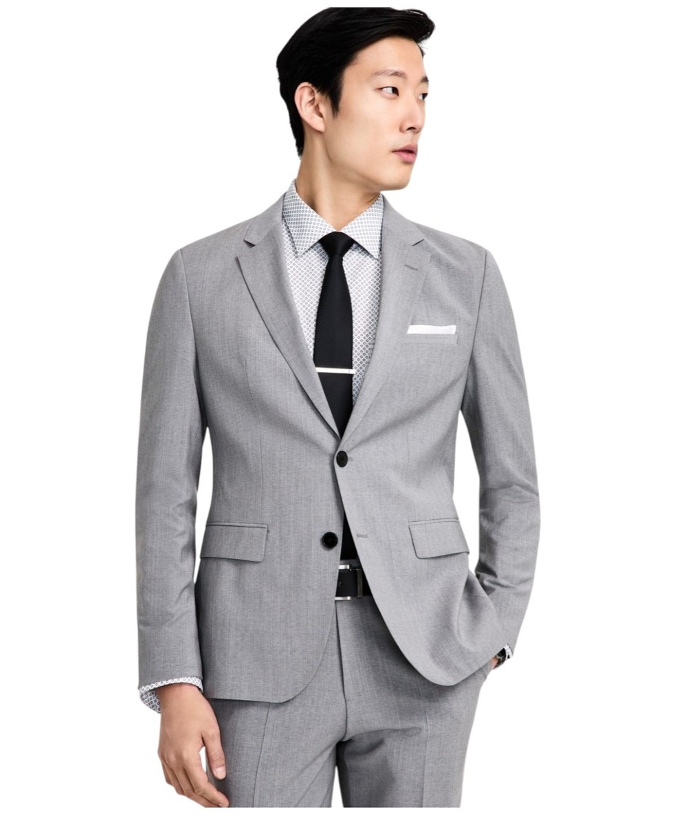 Hugo Boss Mens Modern fit Suit Jacket Blazer 36 R Mid Grey Solid