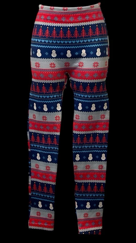 Mujer Largo Completo Navidad Elástico Leggings Talla L/XL Copo de Nieve Muñeco de Nieve Foto 3 de 4