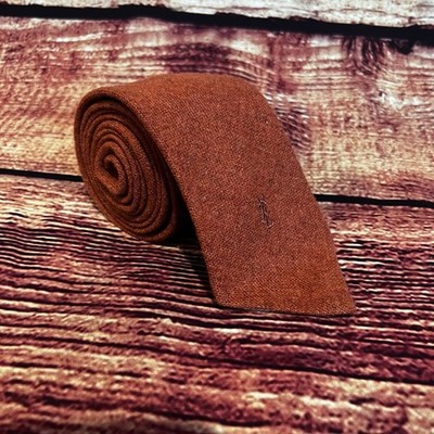 Yves Saint Laurent Heather Mist Skinny Tie 56x3 Italian Wool Blend Rust Orange
