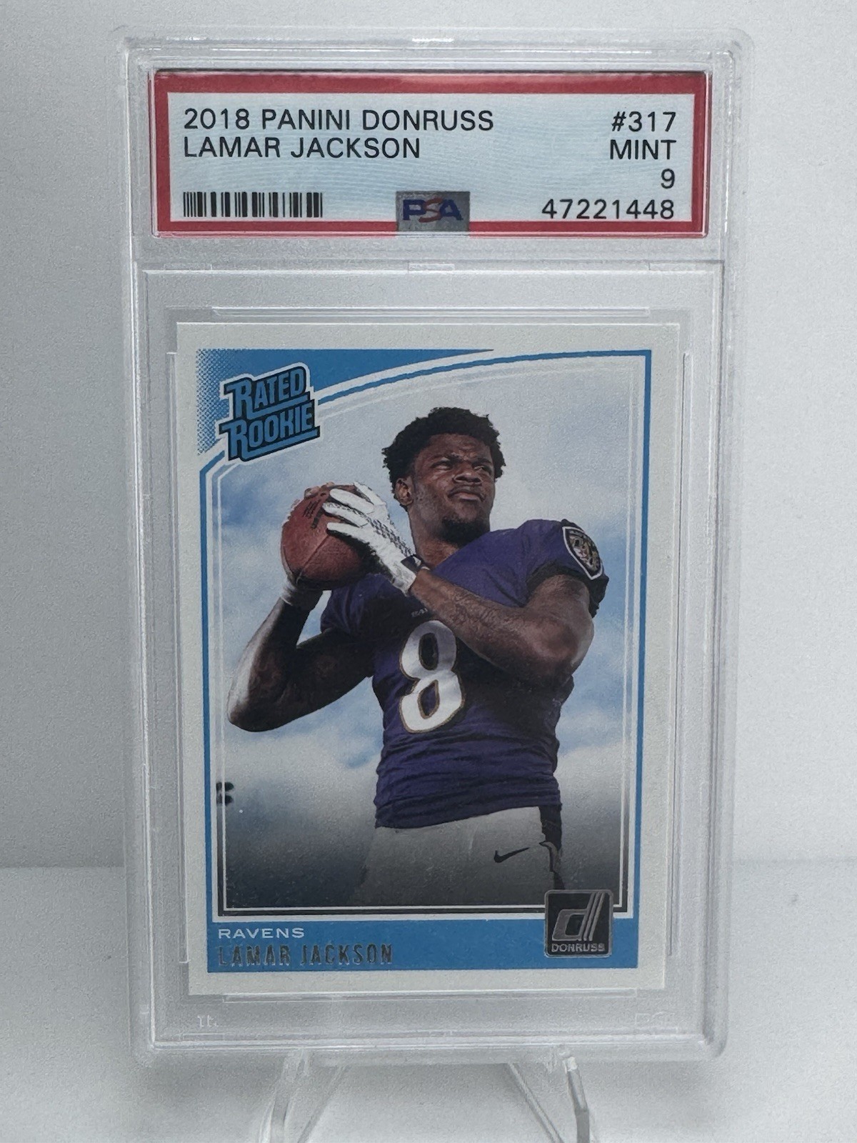 2018 PANINI DONRUSS LAMAR JACKSON #317 PSA 9 MINT