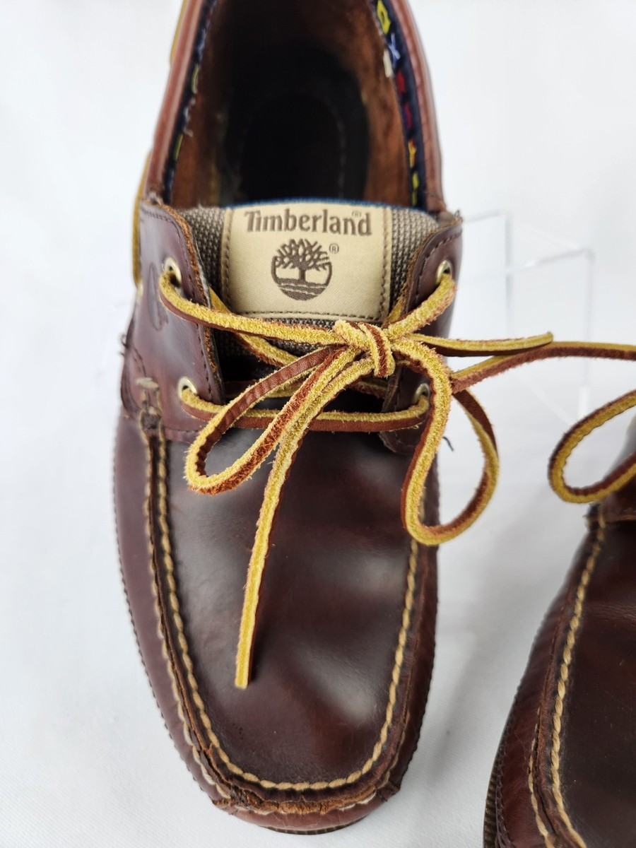 Timberland Classic 2 Eye Boat Shoes Men 9.5 Wide Brown Leather