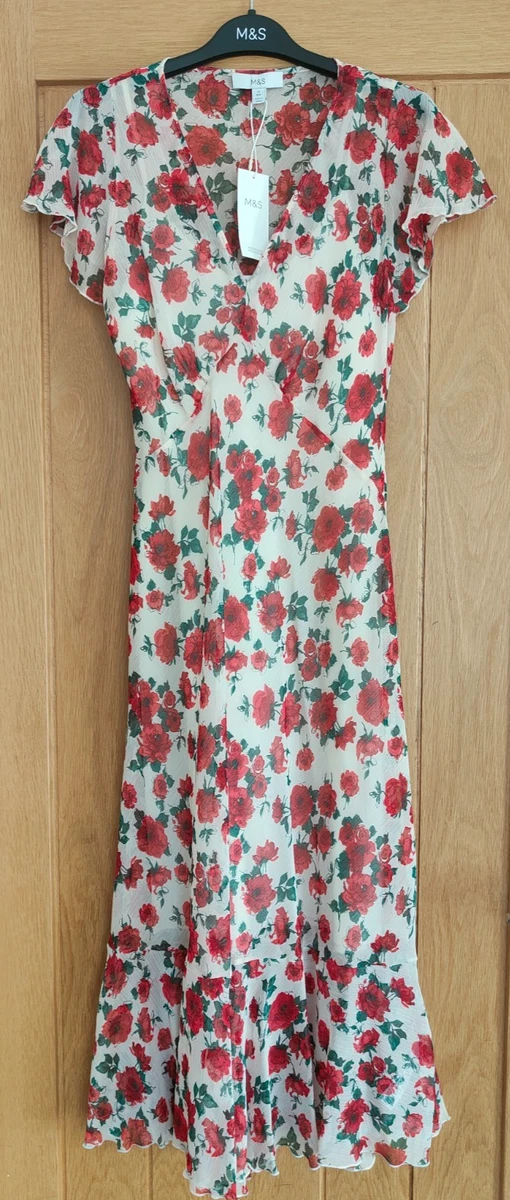 knee length dresses for ladies Rent M&S Autograph Floral Empire Line Midi Shift Dress