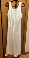 VICTORIA  S SECRET Long Nightgown Vintage White Satin Pearl Beaded Bridal Large