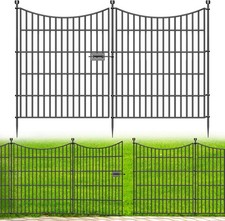 5 Panels Decorative Garden Fence W/ Gate 32 in H X 12 ft L No Dig Dog Fence