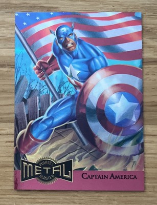 MARVEL METAL CHROME CARD CAPTAIN AMERICA MINT GEM METAL BLASTER 8/18!