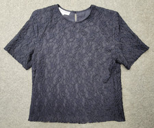 Casual Corner Womens Blue Top Size 8 Floral Shortsleeve USA Made