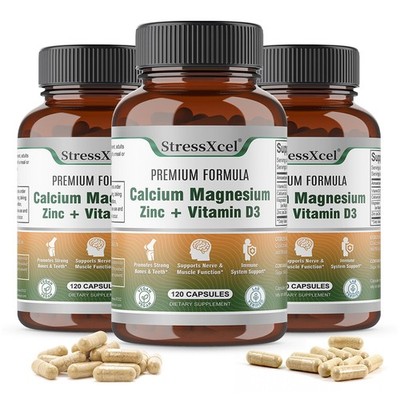 Calcium, Magnesium Zink + Vitamin D3 Fördert starke Knochen und Zähne 3 Flaschen