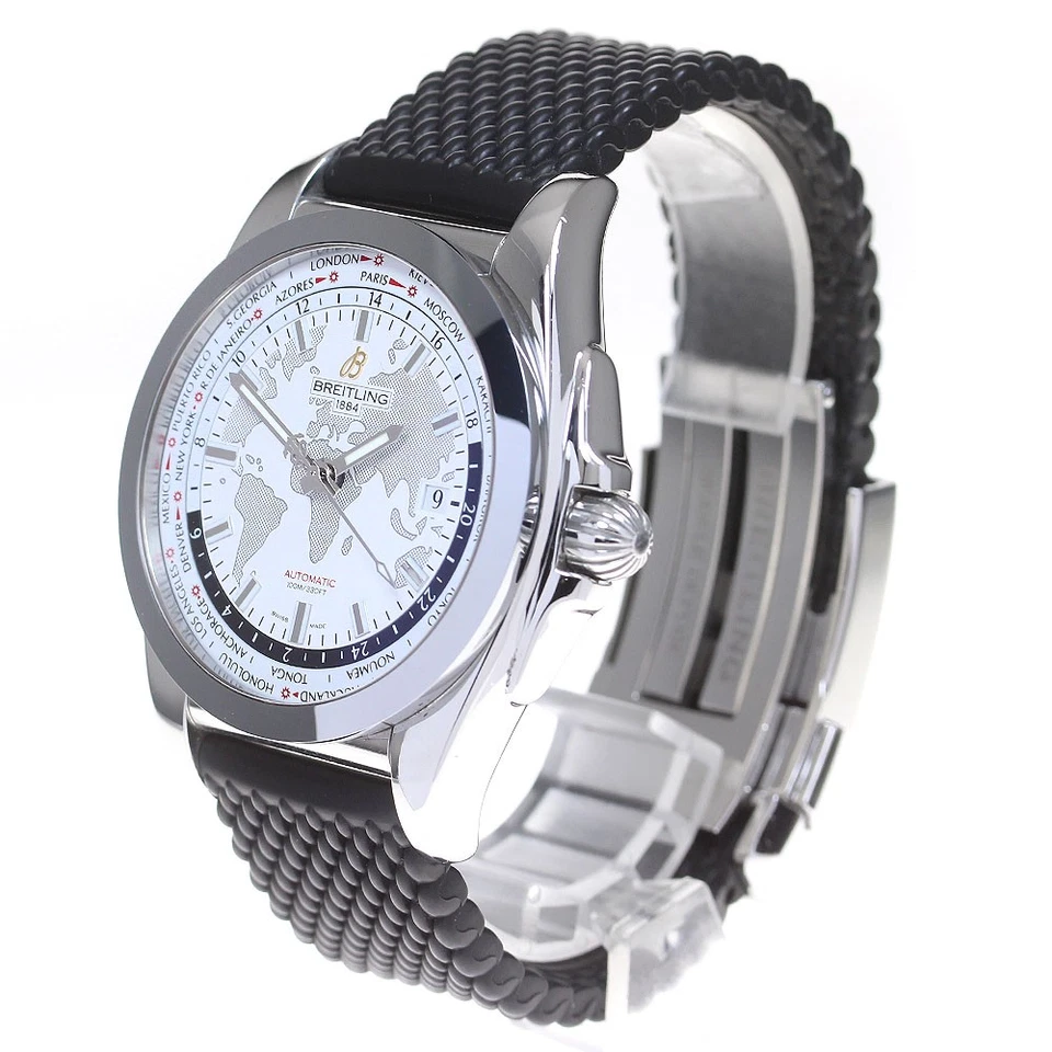 BREITLING Galactic Unitime Elegante T WB3510 Esfera Blanca Automático Para Hombre _862956 Foto 3 de 4