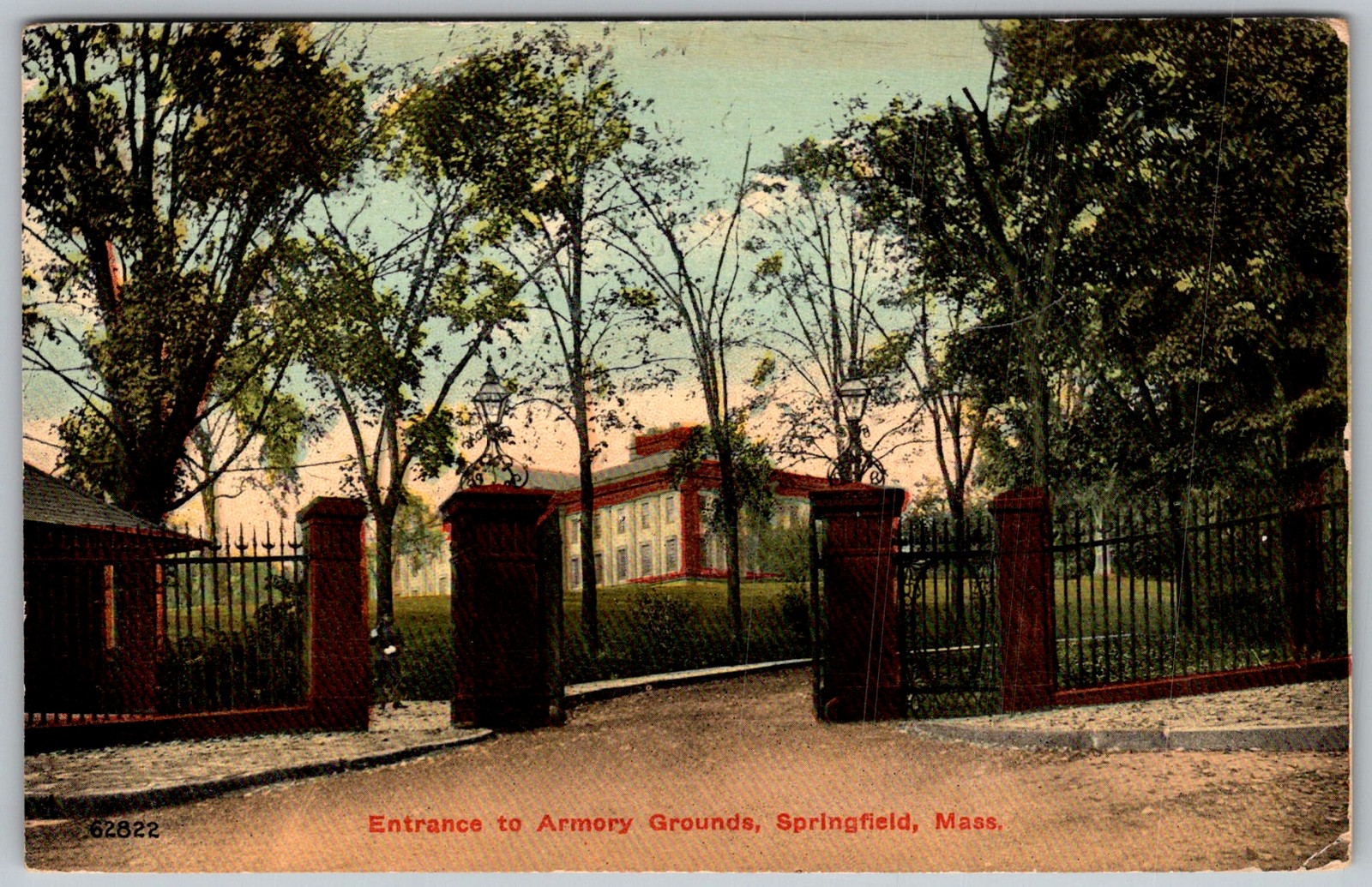 Antique Postcard Armory Grounds Entrance Springfield, MA 1910s