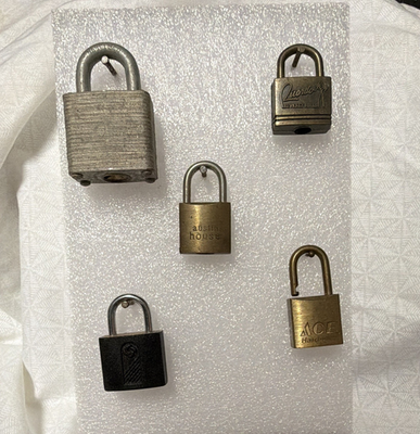 #ad Vintage Padlock Lot of 5 ACE Hardware Brass Steel Locks No Keys Untested $24.99