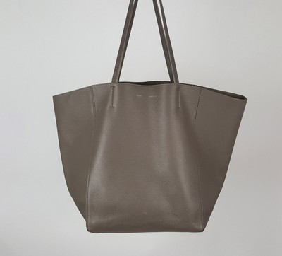 Celine Taupe Leather Phantom Cabas Tote Bag Handbag W/ Zip Pouch