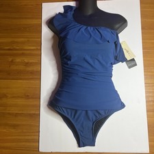 Gottex Swimwear One Shoulder Petrol Blue-green Color One Piece Swimsuit Size 8