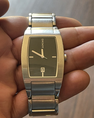 DKNY Stainless Steel Rectangle Analog Wristwatch, Date, Water Resistant, Silver