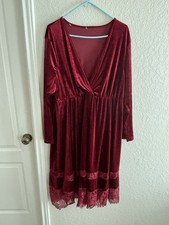 Burgundy Wrap V-Neck Line Midi Dress