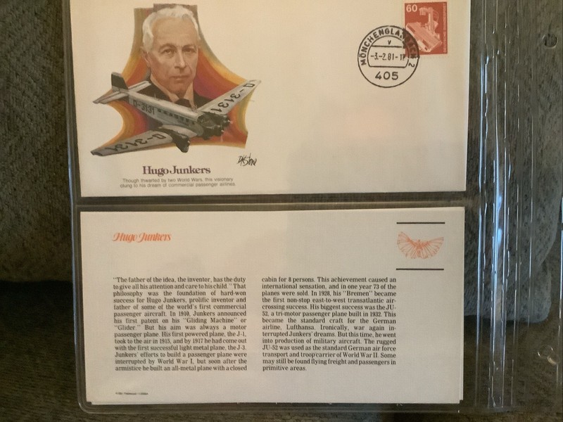Fleetwood First Day Cover Pioneers Of Flight Claude Dornier / Hugo Junkers