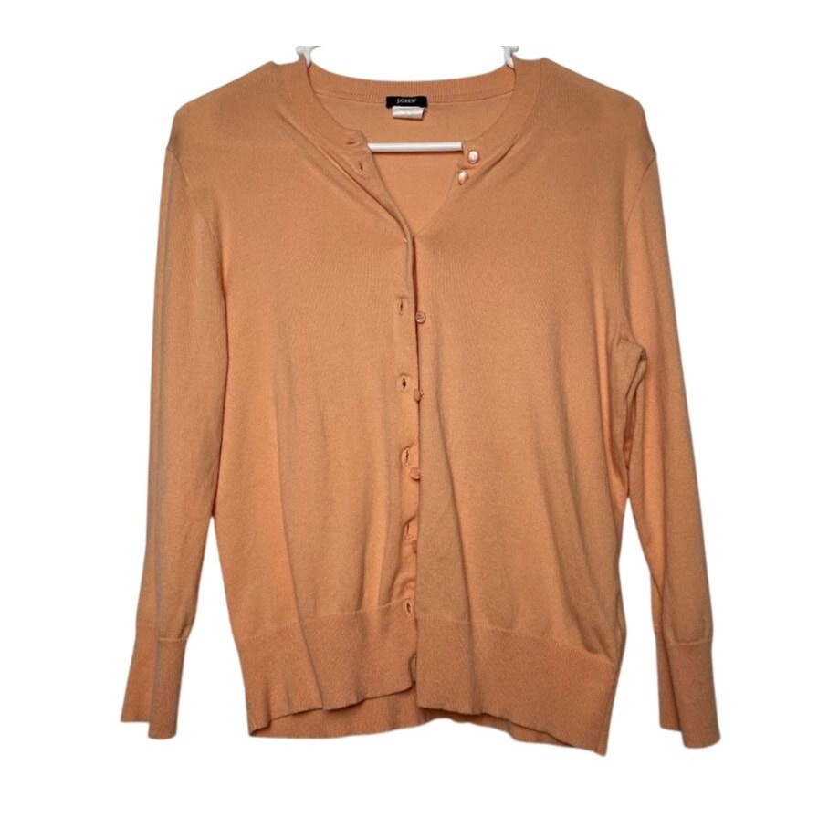 J Crew Cardigan Womens Size Medium Button Up Long Sleeve Sweater Peach Top