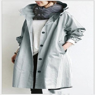 Frauen Windbreaker Jacke, Casual Loose Button Pockets Hooded Quick Dry Windproof