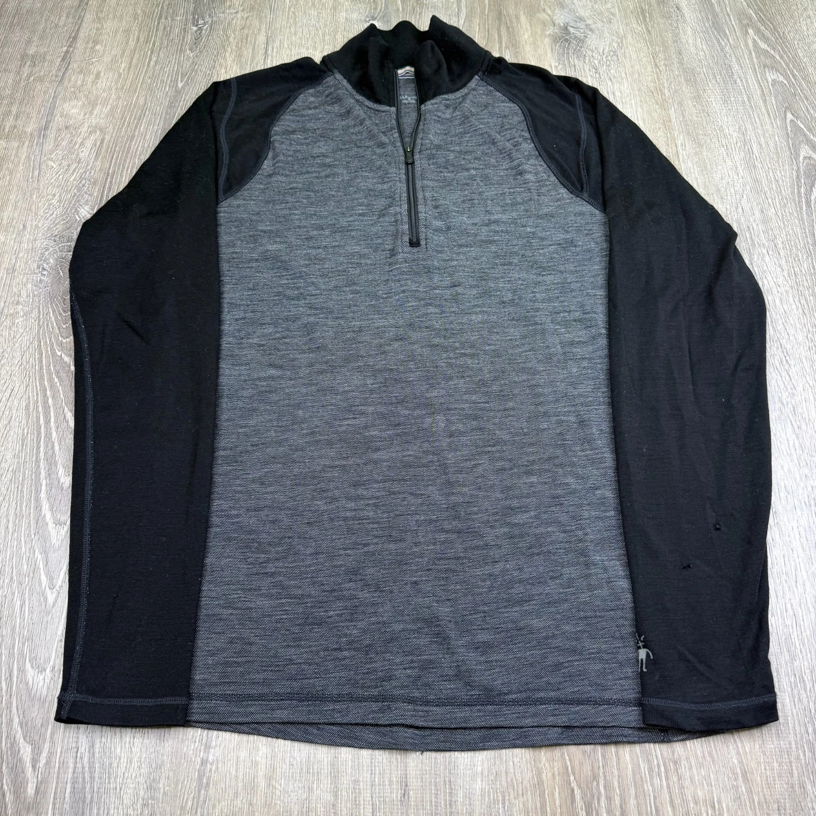Smartwool Base Layer Mens Gray Merino Wool 1/4 Zip Mock Pullover Sweater Size M
