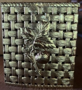 Vintage Hollywood Regency Gold Tissue Box Cover Basket Weave Style MCM. New.