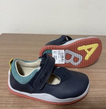 Childrens Clarks Noodle bright navy combi Toddler Infant Shoes Leather UK 4F