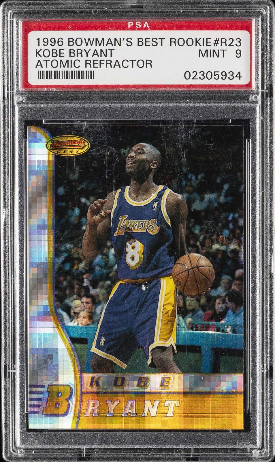 1996 BOWMAN'S BEST RC ATOMIC REFRACTOR #R23 KOBE BRYANT ROOKIE RC PSA 9