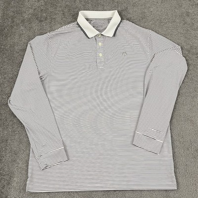 Coolibar Erodym Polo Shirt  Polo Shirt Men Large White Black Striped Sun Protect
