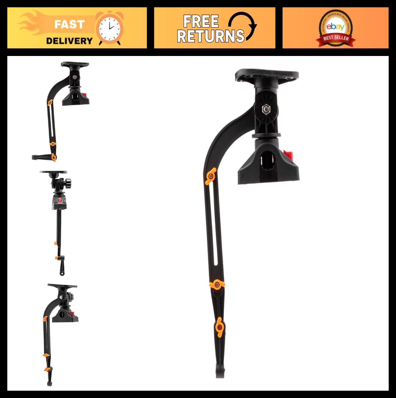 Universal Fish Finder Head Unit & Transducer Arm Rod Holder Mount for Kayaks, SU