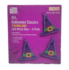 Home Accents Halloween Classics Twinkling LED Witch Hats 3-Pack Brand New 10