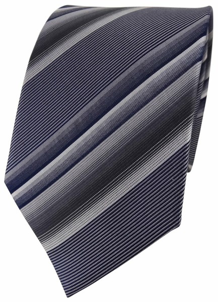 Tigertie Designer Seidenkrawatte Anthrazit Grau Silber Gestreift- Krawatte Seide-image
