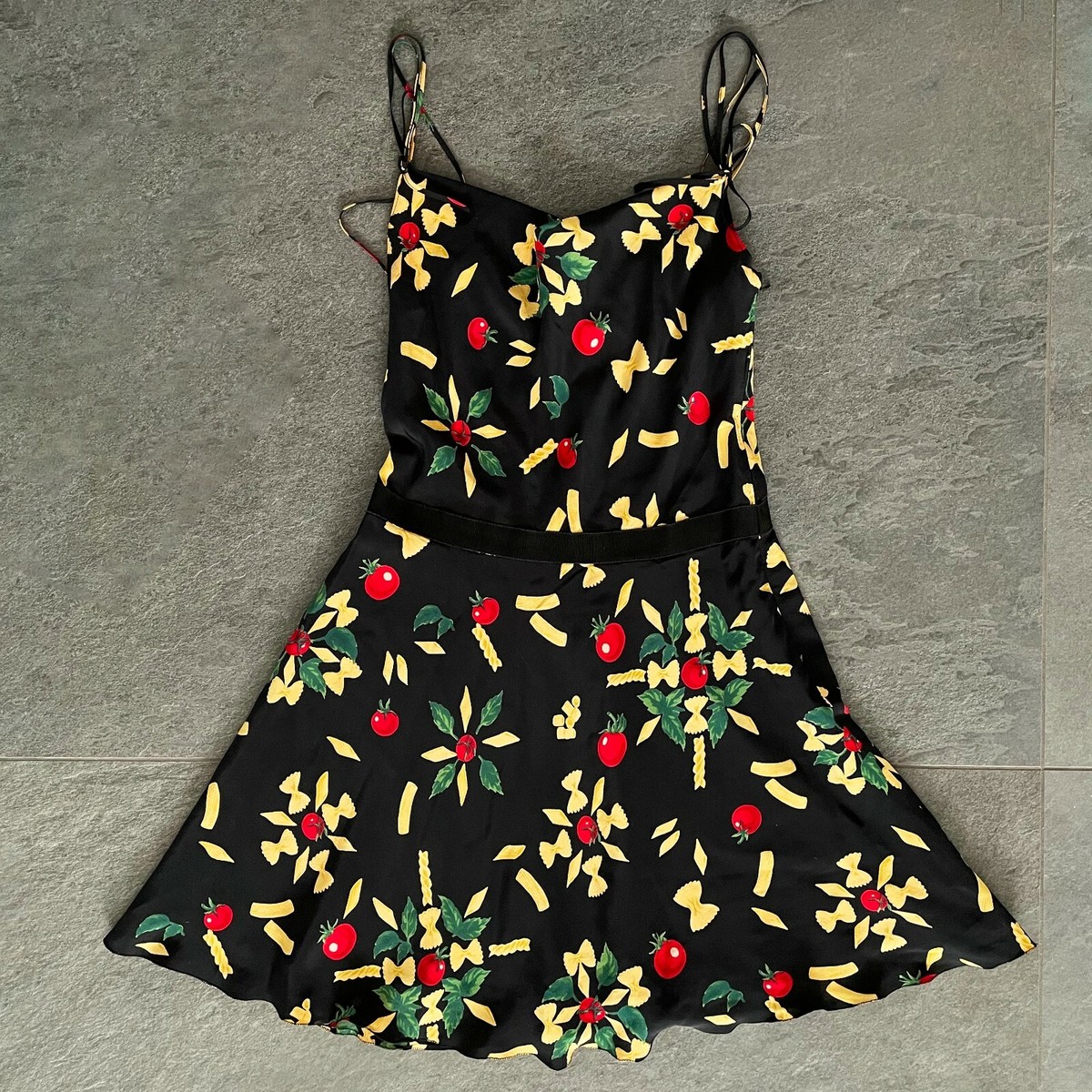 MOSCHINO Cheap and Chic silk dress Pasta & Tomatoes print
