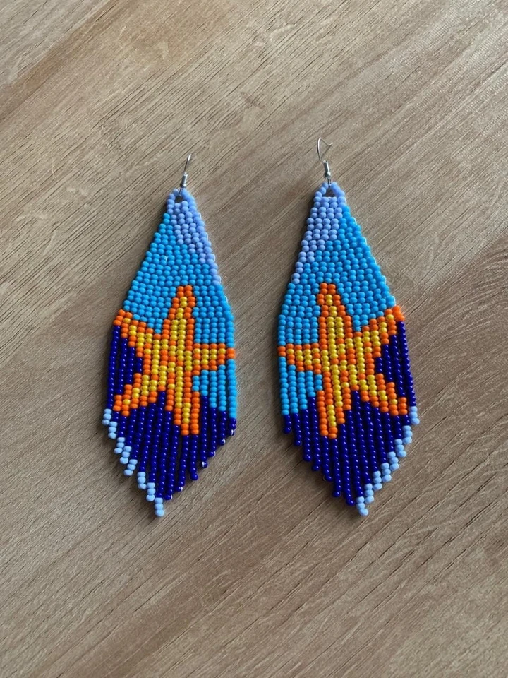 Handmade Beaded Starfish Earrings Chic Summer Beach Earrings For Women - Image 3 of 4