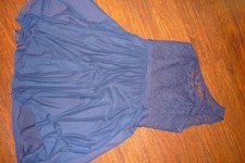 David's Bridal Navy one shoulder short lace dress, size 10