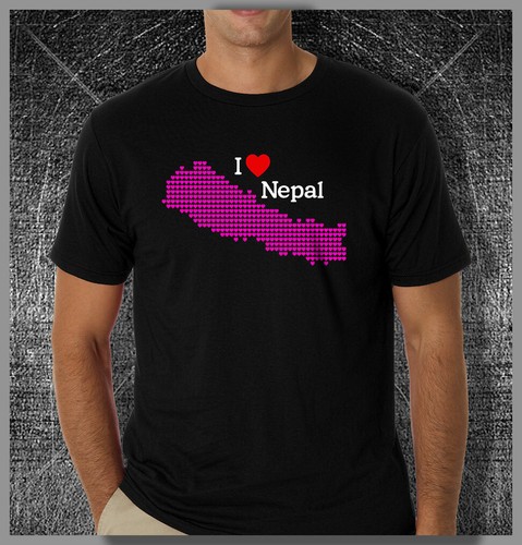 Nepal I Love Nepal Heart Map Men's Black T-shirt Nepalese shirt 100% cotton No.2 - Picture 3 of 13